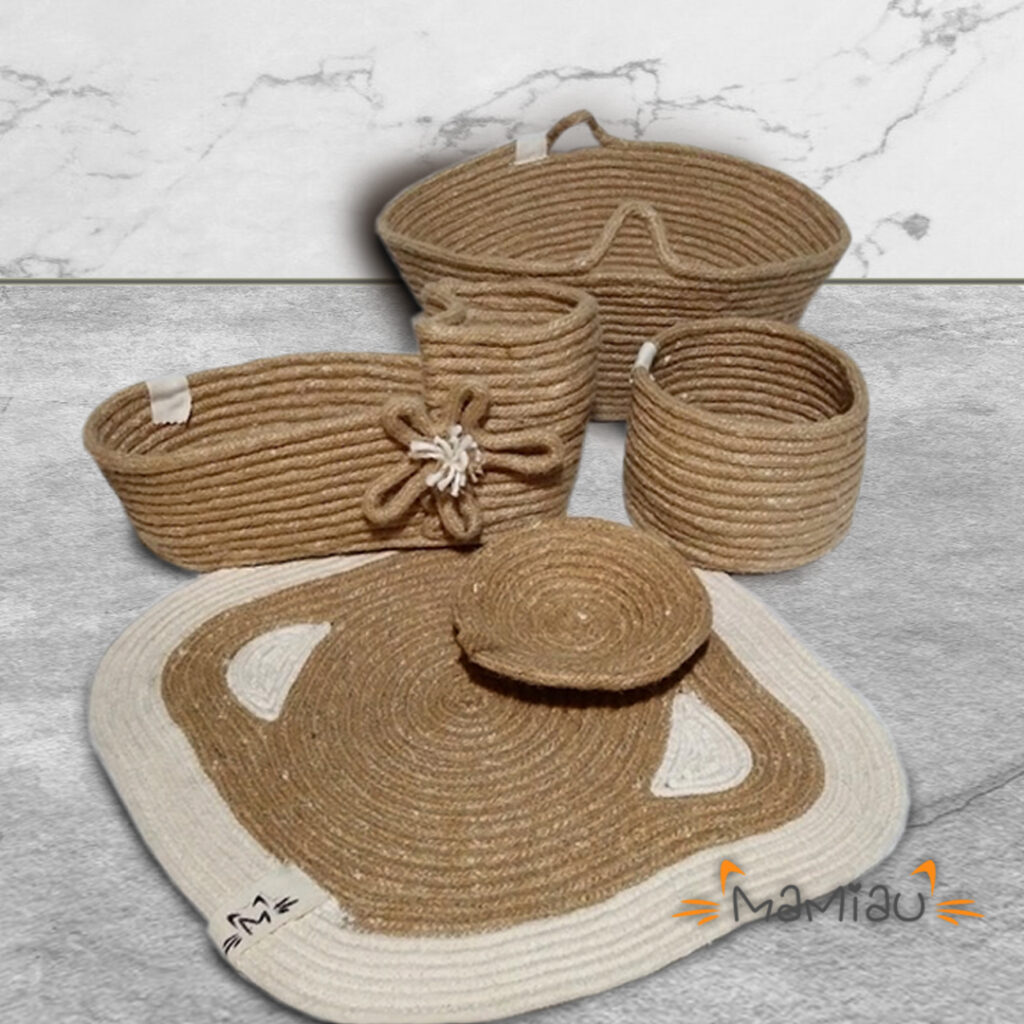 Set de Cestas Organizadoras para Baño y Alfombra en Yute